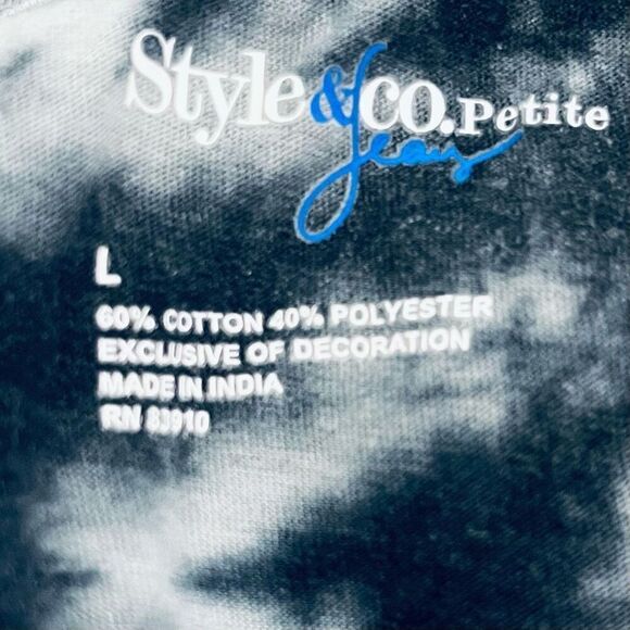 Style & Co Petite Blue Tie Dye Top   Sz L.  EUC - Picture 4 of 5